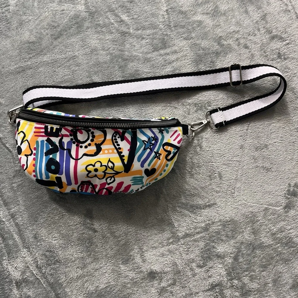 Brighton Graffiti Love Floral Crossbody Belt Bag Fanny Pack Catherine Hong Multi
